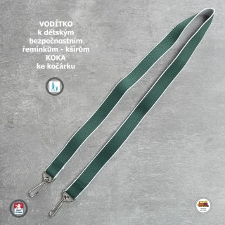 Vodítko - vodící popruh na kšíry, šle, kšandy, bezpečnostní popruhy do kočárku Koka středně zelené č. 9