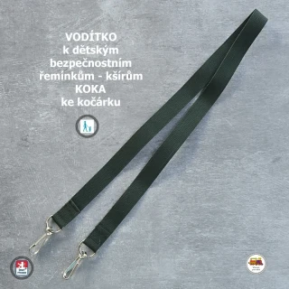 Vodítko - vodící popruh na kšíry, šle, kšandy, bezpečnostní popruhy do kočárku tmavě zelené č. 7