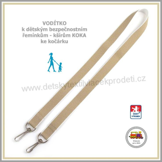 Vodítko - vodící popruh na kšíry, šle, kšandy, bezpečnostní popruhy do kočárku Koka NEW béžové č. 1