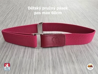Dětský pásek dívčí /21/ pružný tmavě růžový se srdíčky