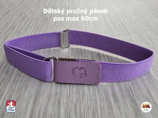 Dětský pásek dívčí /22/ pružný fialový se srdíčky