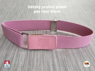 Dětský pásek dívčí /29/ pružný světle růžový s kočkou