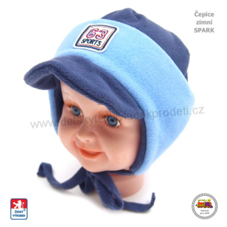 Dětská zimní čepice Spark /455/ šedomodrá se světlou vel.M (6měs-1 rok)