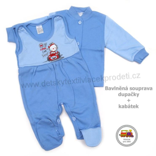 Kojenecká souprava bavlněná Grafix /972/ modrá s autíčkem vel. 74