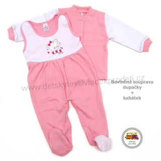 Kojenecká souprava bavlněná Grafix /969/ růžová s medvídkem vel. 74