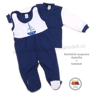 Kojenecká souprava bavlněná Grafix /968/ tmavě modrá s lodičkou vel. 74