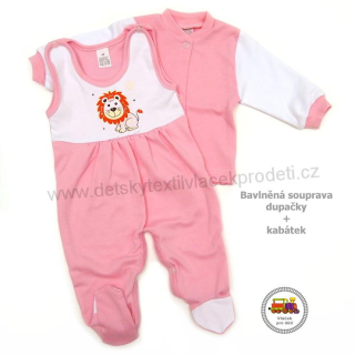 Kojenecká souprava bavlněná Grafix /954/ růžová se lvíčkem vel. 68