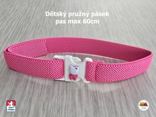 Dětský pásek se sponou /35/ pružný malinově růžový s kočičkou