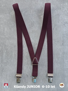 Dětské kšandy, šle JUNIOR vínové/bordó 16J