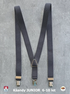 Dětské kšandy, šle JUNIOR tmavě šedé 17J
