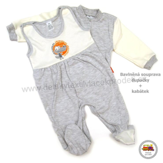 Kojenecká souprava bavlněná Grafix /932/ šedá s krokodýlem vel. 68