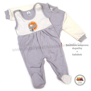 Kojenecká souprava bavlněná Grafix /927/ šedá s krokodýlem vel. 68