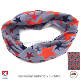 Dětský nákrčník bavlněný Spark /373/ Hvězdy na šedé - vel. L (1-3 roky)