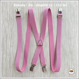 Dospělé kšandy, šle pro velké kluky a holky světle růžové D13