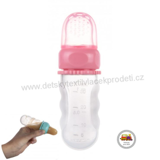 Silikonová krmící síťka s nádobou růžová 56/110