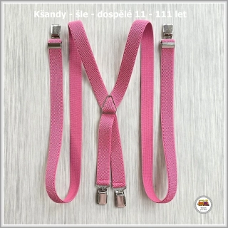 Dospělé kšandy, šle pro velké kluky a holky starorůžové D14