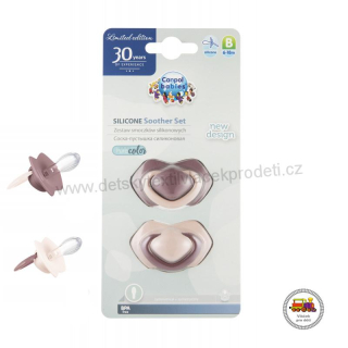 Set symetrických silikonových dudlíků 6-18m PURE COLOR 22/645 růžový