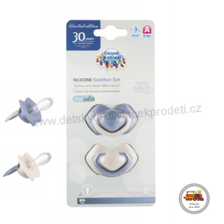 Set symetrických silikonových dudlíků 0-6m PURE COLOR 22/644 modrý