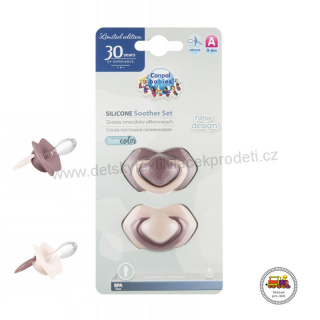 Set symetrických silikonových dudlíků 0-6m PURE COLOR 22/644 růžový