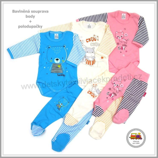 NOVINKA-Kojenecká bavlněná souprava body + polodupačky Grafix vel. 56, 62, 68, 74, 80, 86