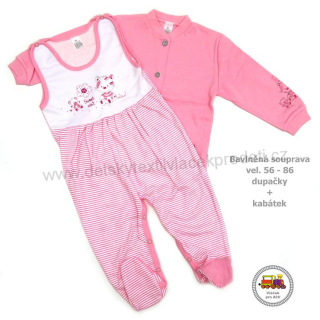 Kojenecká souprava bavlněná Grafix /836/ růžová s kočičkou vel. 86