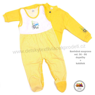 Kojenecká souprava bavlněná Grafix /801/ žlutá se zvířátky vel. 86