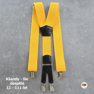 Dospělé kšandy, šle pro velké kluky a holky žluté D15 široké