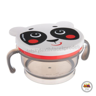 Miska s víčkem a silikonovým otvorem HELLO LITTLE 200ml 51/008 šedočervená