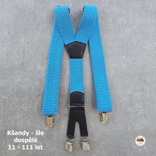 Dospělé kšandy, šle pro velké kluky a holky tyrkysově modré D16 široké