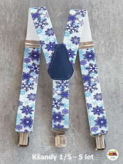 Dětské kšandy/šle Modrobílé vločky č.65