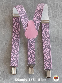 Dětské kšandy/šle Zebra světlejší růžová č.68