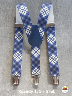 Dětské kšandy/šle Bílé káro na modré č.76