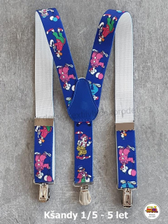 Dětské kšandy/šle Klaun na modré č.84