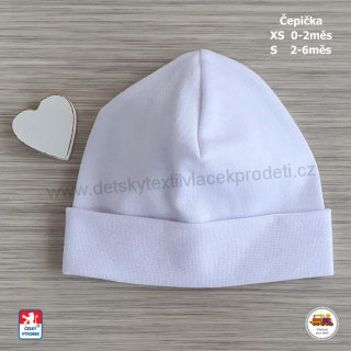 Bavlněná čepice Spark /9.910/ kolekce Srdíčko bílá vel. XS (0-2měs)