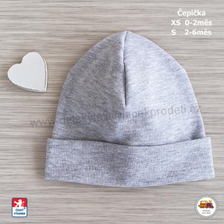 Bavlněná čepice Spark /9.909/ kolekce Srdíčko světle šedá vel. S (2-6měs)