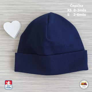 Bavlněná čepice Spark /9.894/ kolekce Srdíčko tmavě modrá vel. XS (0-2měs)