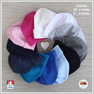 NOVINKA-Bavlněná čepice Spark kolekce Srdíčko vel. XS (0-2měs) a S (2-6měs)