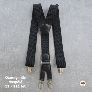 Dospělé kšandy, šle pro velké kluky a holky černé D17 široké