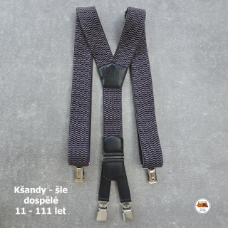 Dospělé kšandy, šle pro velké kluky a holky tmavě šedé D18 široké