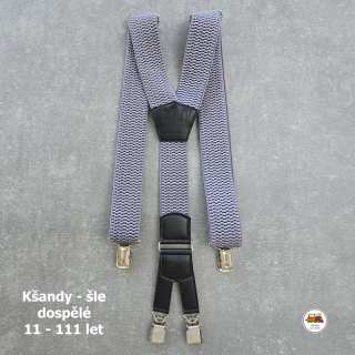 Dospělé kšandy, šle pro velké kluky a holky světle šedé D19 široké
