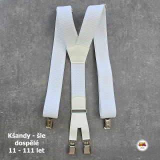 Dospělé kšandy, šle pro velké kluky a holky bílé D21 široké