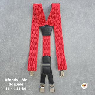 Dospělé kšandy, šle pro velké kluky a holky červené D22 široké