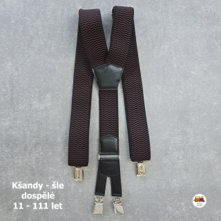 Dospělé kšandy, šle pro velké kluky a holky kávově hnědé D23 široké