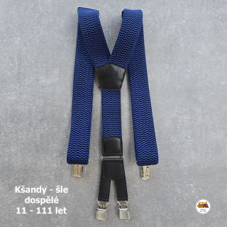 Dospělé kšandy, šle pro velké kluky a holky tmavě modré D26 široké
