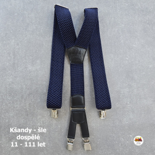 Dospělé kšandy, šle pro velké kluky a holky nejtmavší modré D28 široké
