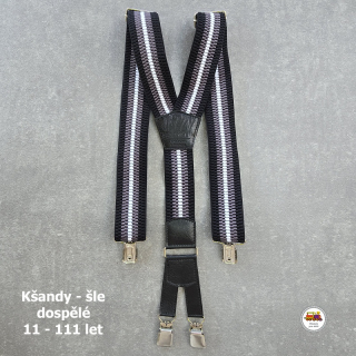 Dospělé kšandy, šle pro velké kluky a holky proužek šedý D33 široké
