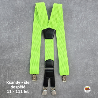 Dospělé kšandy, šle pro velké kluky a holky neonově zelené D34 široké