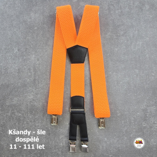 Dospělé kšandy, šle pro velké kluky a holky neonově oranžové D35 široké