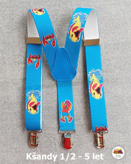 Dětské kšandy/šle Rybka a krab na světle modré č.114