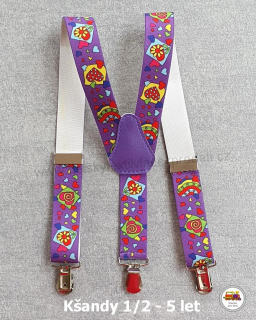 Dětské kšandy/šle Kytička na fialové č.119